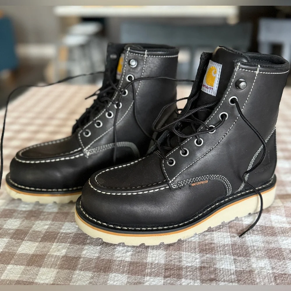 Carhartt Black Leather waterproof women's boots - Never worn size 6 - Picture 4 of 7